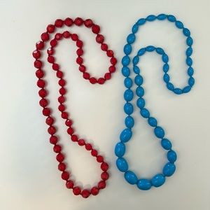 Blue and Red Beaded Necklaces